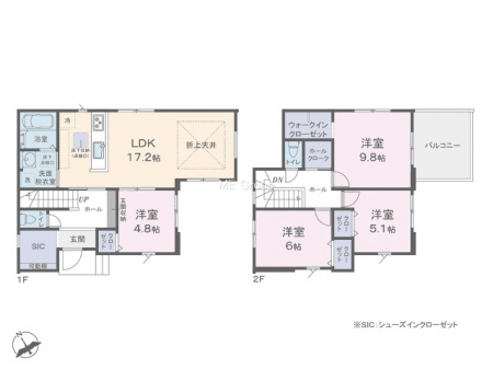 �@�Ԏ��`Floor plan�`  �}�ʂƈقȂ�ꍇ�͌�����D��v���܂��B