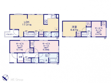 �@�Ԏ�聟6�������`Floor plan�`  �}�ʂƈقȂ�ꍇ�͌�����D��  
