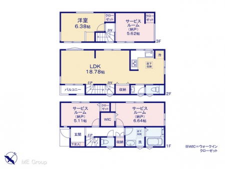 �@�Ԏ�聟3�������`Floor plan�`  �}�ʂƈقȂ�ꍇ�͌�����D��  