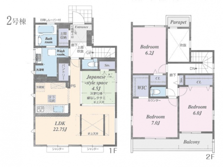 �@�Ԏ�聟2�������`Floor plan�`�@�}�ʂƈقȂ�ꍇ�͌�����D��