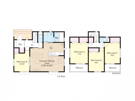 �@�Ԏ��`Floor plan�`�@�}�ʂƈقȂ�ꍇ�͌�����D��v���܂��B