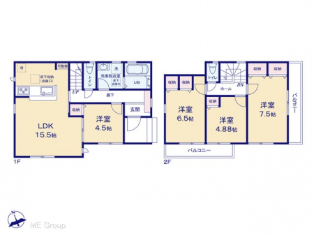 �@�Ԏ�聟1�������`Floor plan�`  �}�ʂƈقȂ�ꍇ�͌�����D��v���܂��B