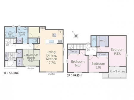 �@�Ԏ��`Floor plan�`  �}�ʂƈقȂ�ꍇ�͌�����D��v���܂��B