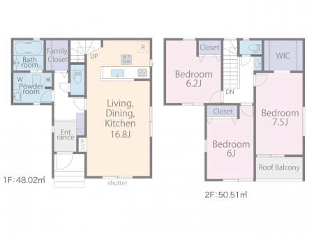 �@�Ԏ��`Floor plan�`�@�}�ʂƈقȂ�ꍇ�͌�����D��v���܂��B