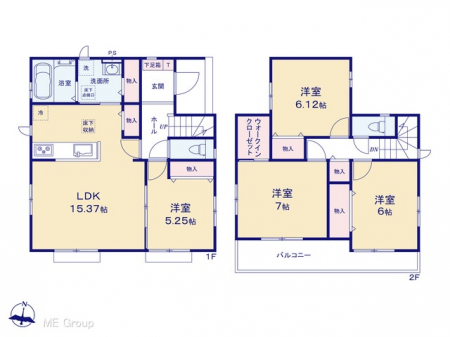 �@�Ԏ�聟2-B�������`Floor plan�`�@�}�ʂƈقȂ�ꍇ�͌�����D��