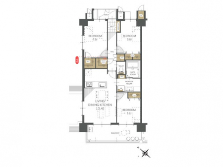 �@�Ԏ��`Floor plan�`�@�}�ʂƈقȂ�ꍇ�͌�����D��v���܂��B