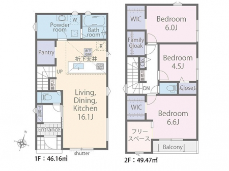�@�Ԏ��`Floor plan�`  �}�ʂƈقȂ�ꍇ�͌�����D��v���܂��B