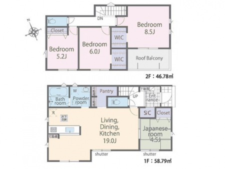 �@�Ԏ��`Floor plan�`�@�}�ʂƈقȂ�ꍇ�͌�����D��v���܂��B