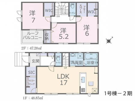�@�Ԏ�聟2-1�������`Floor plan�`�@�}�ʂƈقȂ�ꍇ�͌�����D��v���܂��B