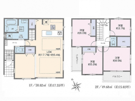 �@�Ԏ��`Floor plan�`�@�}�ʂƈقȂ�ꍇ�͌�����D��v���܂��B