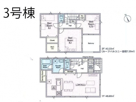 �@�Ԏ�聟�R�������`Floor plan�`�@�}�ʂƈقȂ�ꍇ�͌�����D��v���܂��B